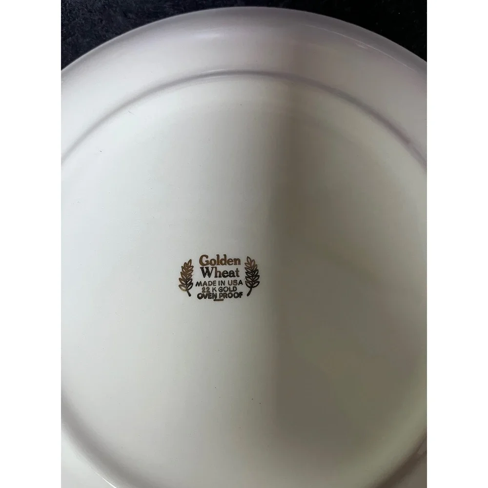 Vintage Golden Wheat‎ Dinner Plate 22K Gold Trim Oven Proof Made USA